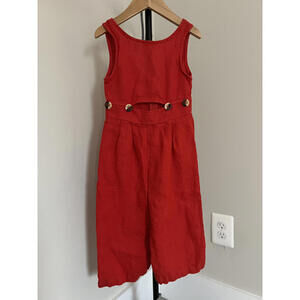 Zara Kids Girls Red Linen Cutout Jumpsuit - Wide Leg - Size 5 (110cm)